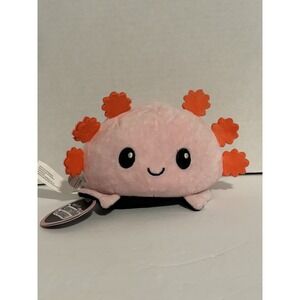 TeeTurtle Reversible Plushie Axolotl 7" Pink Happy/Black Angry - New With Tags